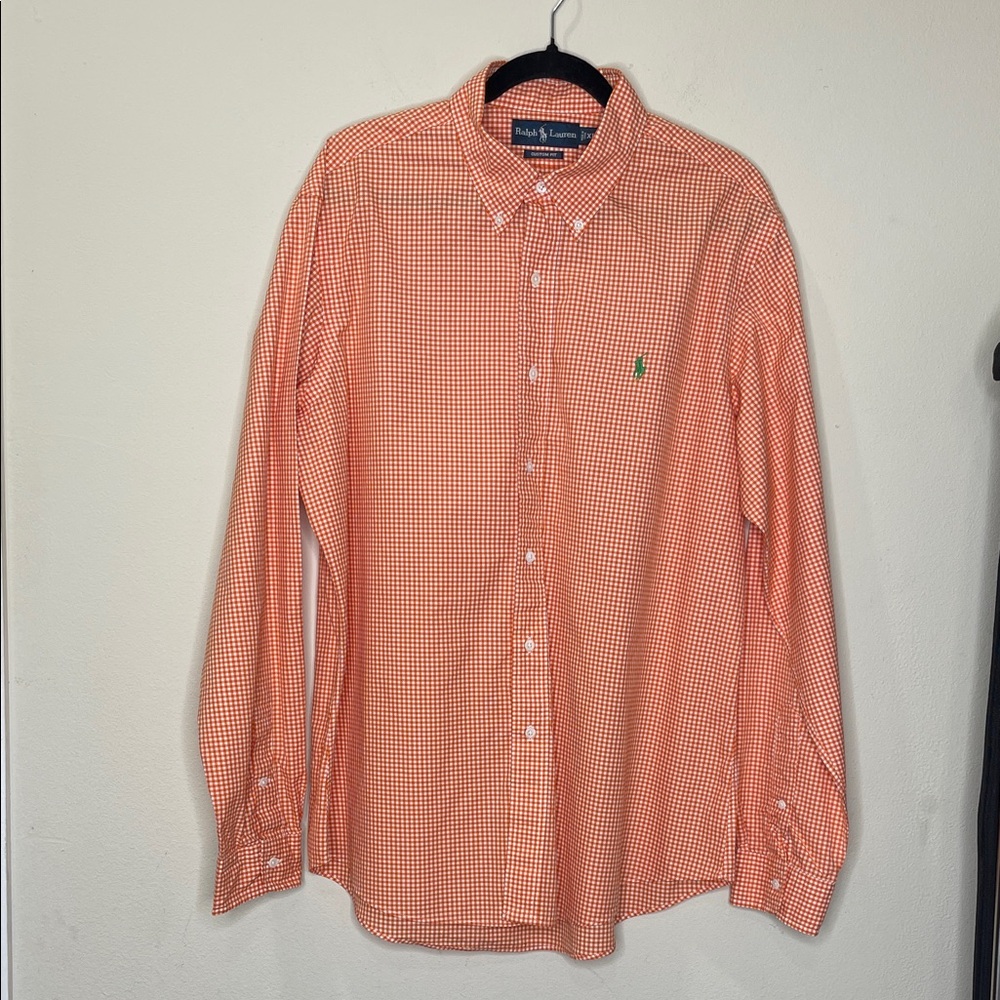 Ralph Lauren Men's Vibrant Orange Check Shirt